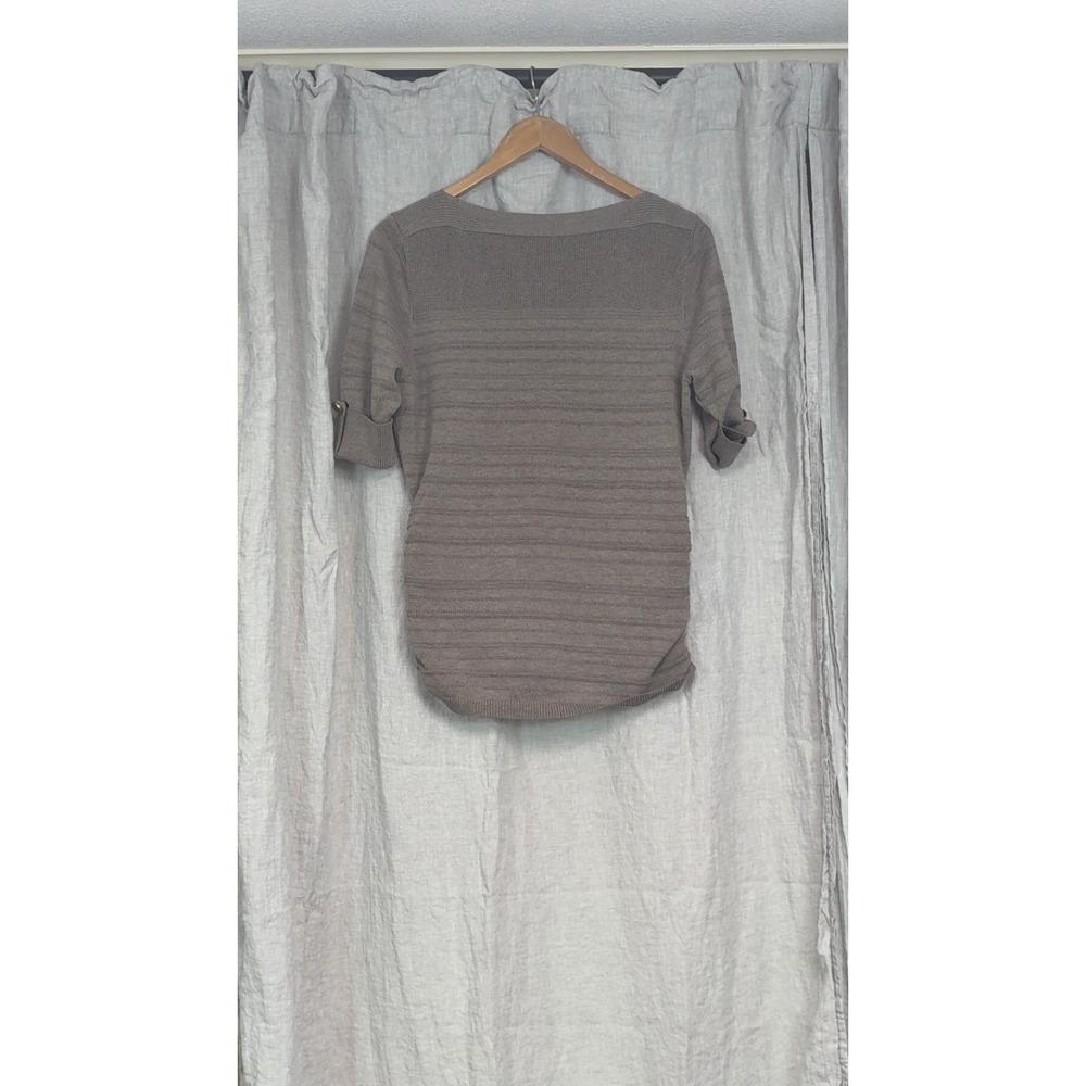 APT. 9 SHADOW-STRIPE RUCHED BOATNECK SWEATER WOMENS SZ‎ MED (8/10) -BROWN casual